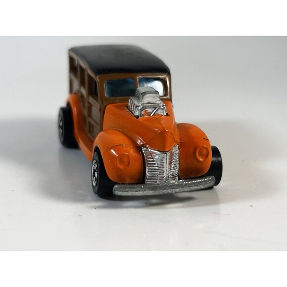 VTG 1979 HOT WHEELS 1:64 1940s WOODIE WAGON CUSTOM HI RAKERS BLACKWALL HK ORANGE - Picture 4 of 9